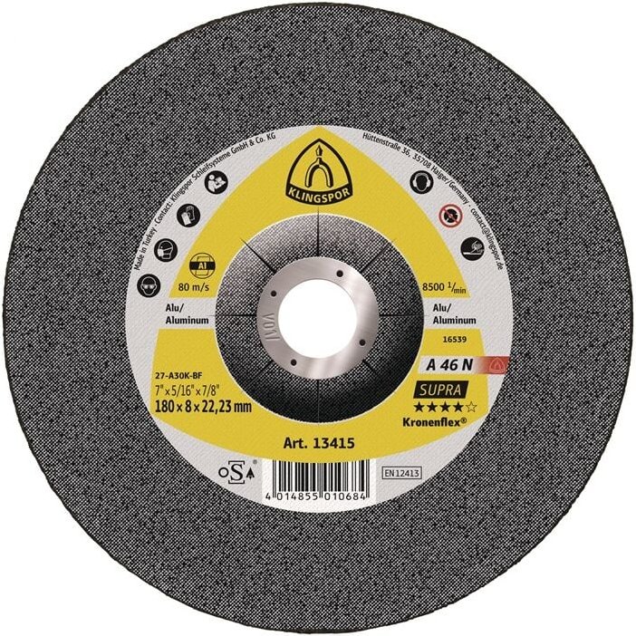 Klingspor - 2226 Schruppscheibe a 46 n Supra D125xS6mm gekröpft Aluminium Bohrung