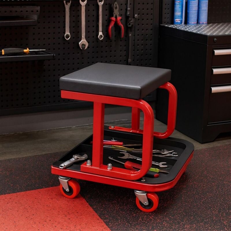 Werkstatthocker mit Rollen, Tragkraft 100 kg