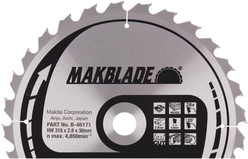 HM-Kreissägeblatt, makblade, tct tct • 315 x 30 mm • 28 Zähne • Holz - Makita