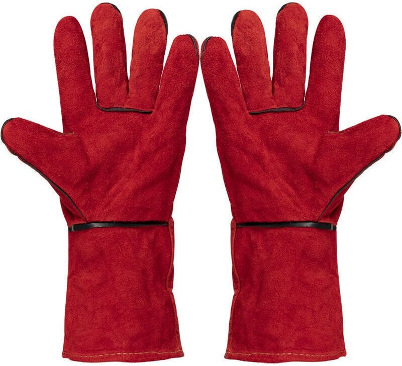 Rot) Rindslederhandschuh zum Schweißen – Einheitsgröße – l. 33 cm
