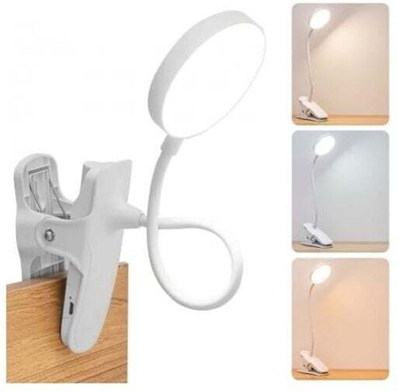 USB-LED-Nachttischlampe zum Anklemmen, Touch-Steuerung, 3 Beleuchtungsmodi mit Augenschutz mit Clip