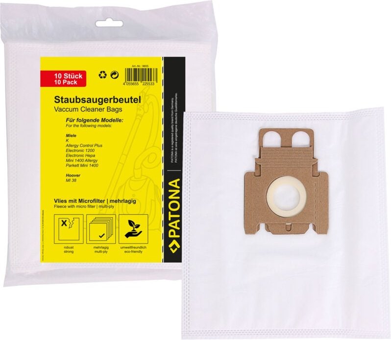 10 Staubsaugerbeutel passend für Miele Typ K Swirl M52 mehrlagig Vlies inkl. Microfilter