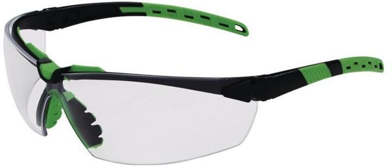 Schutzbrille Sprinter en 166, en 170 Bügel schwarz/grün, Scheibe klar Polycarbonat