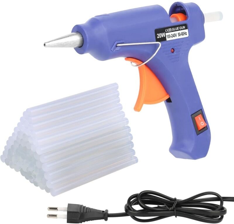 Elektrische Heißklebepistole, inklusive 60 Klebesticks (7 mm x 100 mm), geeignet für Reparaturen, Bastelarbeiten, Heimwe...