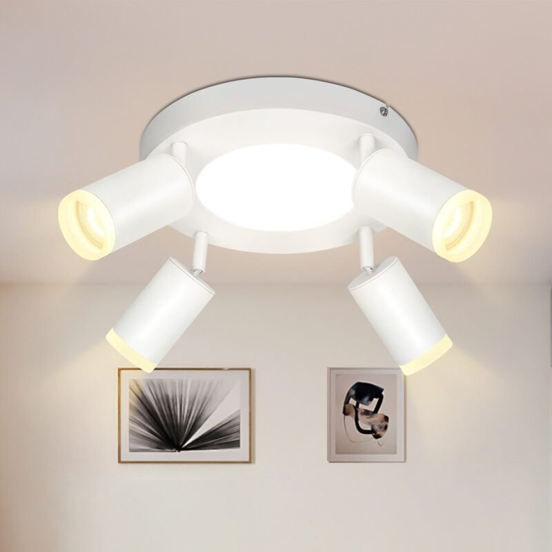 Thumbnail - Led Deckenlampe 4 Flammig Deckenspot GU10 - Schlafzimmerlampe 3000k Weiß Küchenlampe 20W Deckenstrahler Schwenkbar für W...