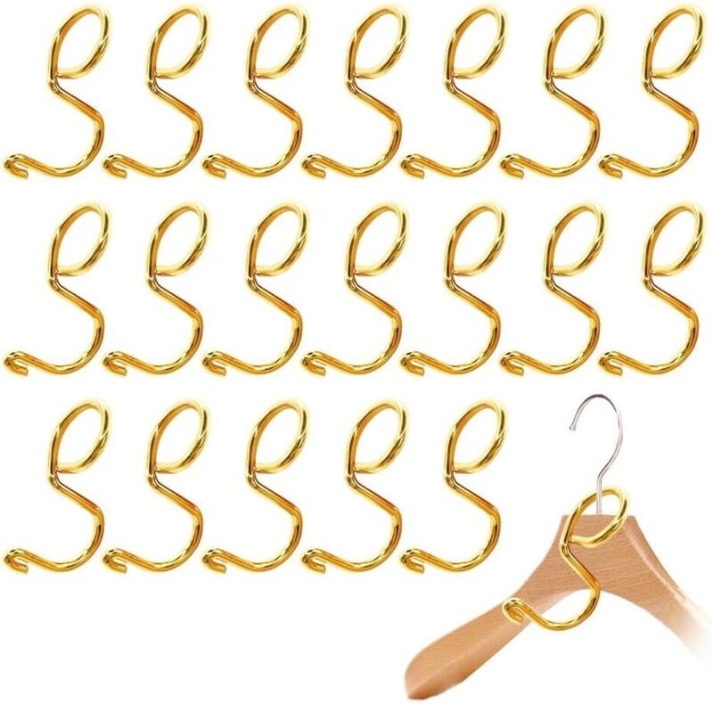 Lntyq Kleiderbügel-Verbindungshaken – 20 platzsparende, goldfarbene Kleiderbügel-Verbindungshaken aus Edelstahl, Haken f...