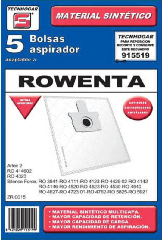 Packung mit 5 Beuteln für Rowenta Artec 2 Silence Force Staubsauger 915519
