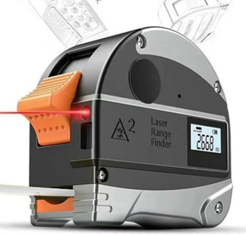 2 in 1 Hochpräzises digitales Laser-Maßband, 40 m, 5 m, wiederaufladbarer USB-Maßband-Lineal, Entfernungsmesser