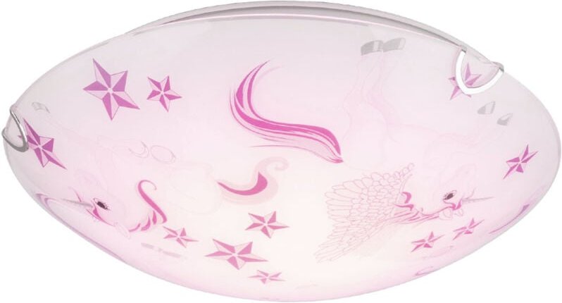 Thumbnail - Led Decken Leuchte rund Kinder Zimmer Beleuchtung Sterne Einhörner bordeaux rosa weiss Globo 40609-16