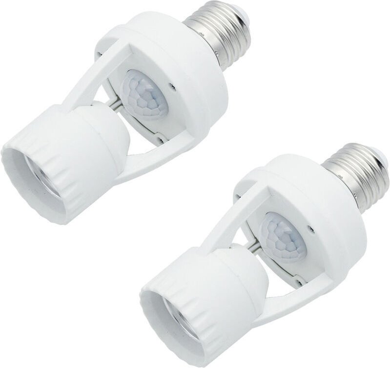 Set mit 2 Lampenfassungen mit 360°-PIR-Bewegungsmelder, E27-Fassung mit Bewegungssensor für Glühbirnen, Sicherheitsüberw...