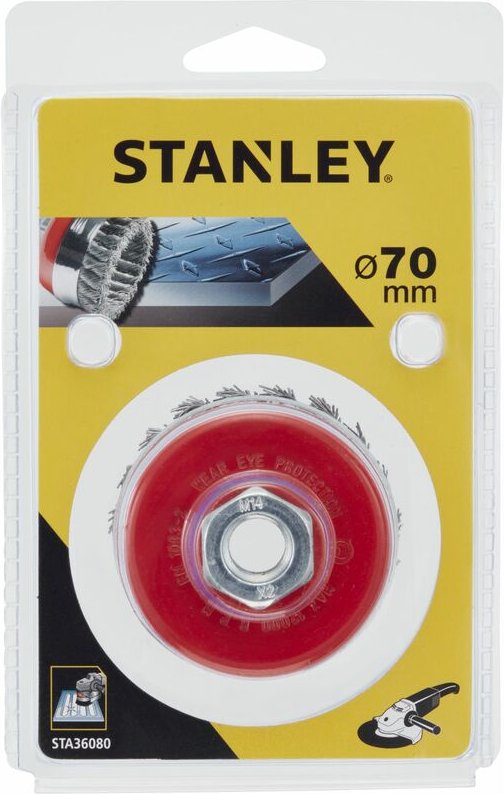 Topfbürste ø 65 mm. M 14. Geknoteter Faden. Zur Verwendung auf Metall. STANLEY STA36080-XJ