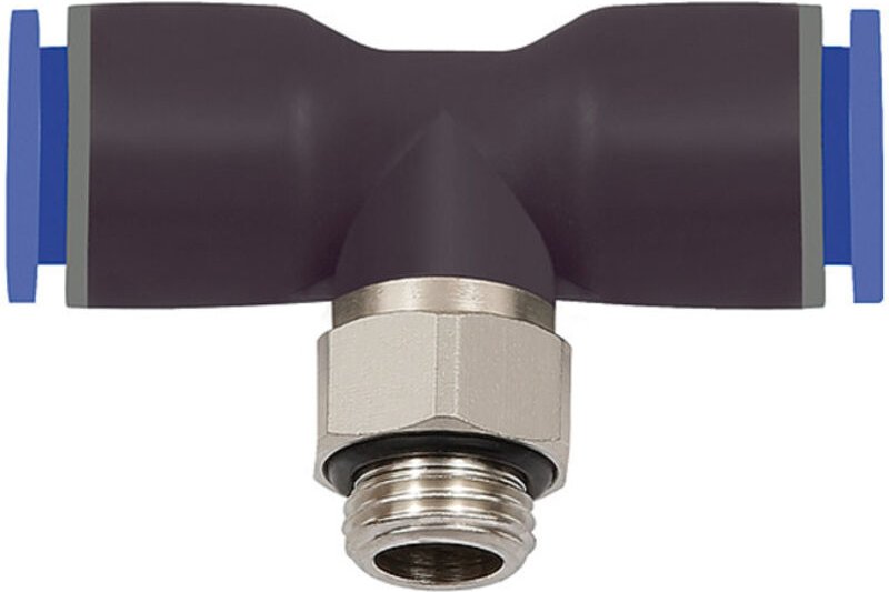 Riegler T-Steckverschraubung »Blaue Serie«, drehbar, g 1/4 außen ø 6 mm