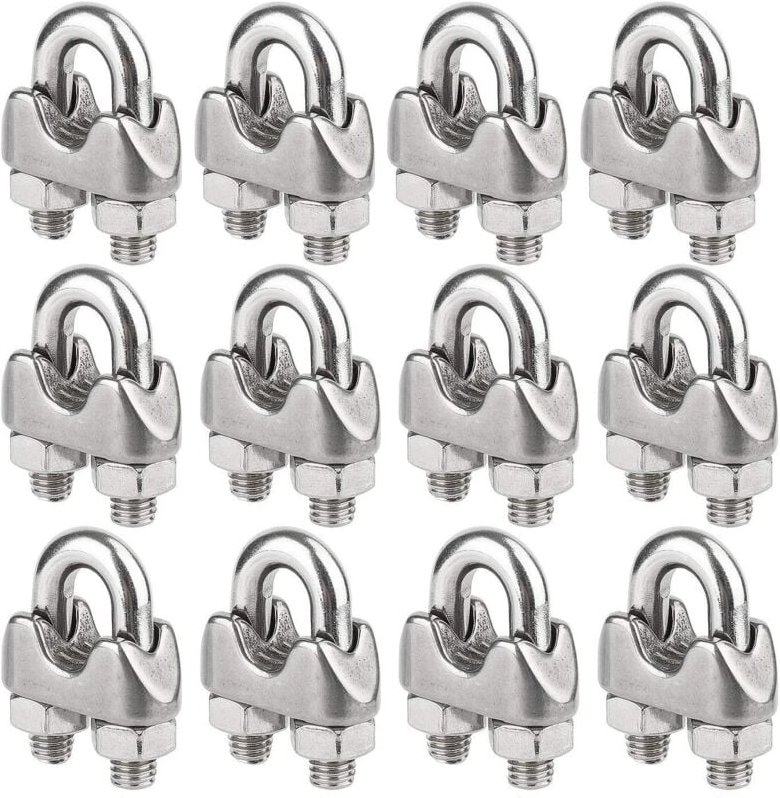 12 Stück Edelstahl-Kabelbinder für Drahtseile mit 5 mm Durchmesser (M5)