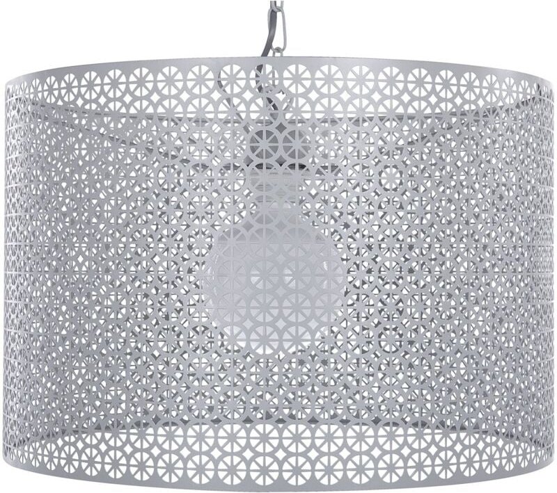 Beliani - Hängeleuchte Grau Metall runder Schirm mit Lochmuster Boho Stil