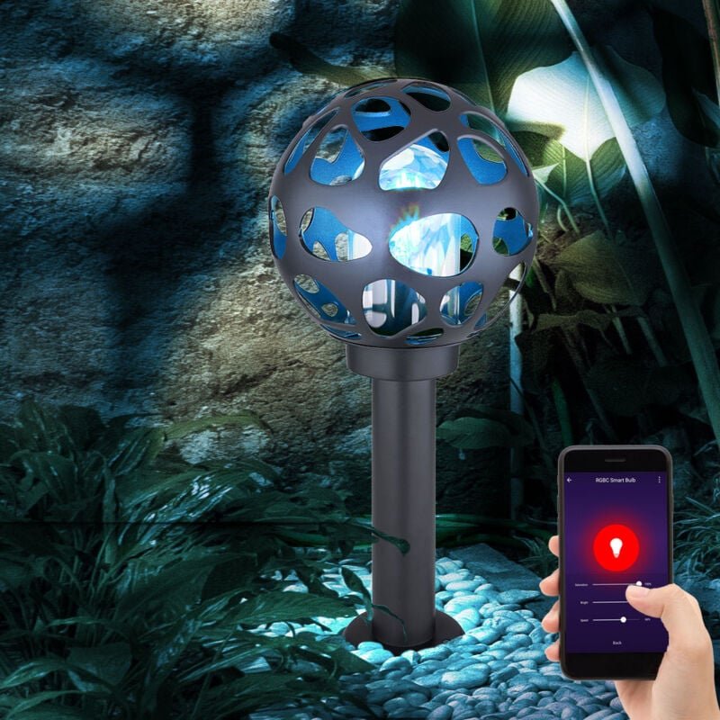 Stehlampe Sockelleuchte Außenleuchte Edelstahl Gartenlampe, Aluminium Kunststoff anthrazit, Smart dimmbar, 1x rgb led 8,...