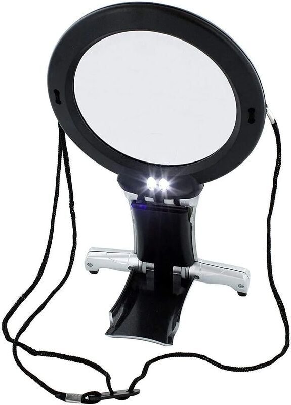 Loupe de Grossissant Cou et de Bureau Loupe 6X, Bras et Bureau Mains-Libres éclairés loupe à LED travaux d'aiguille, Bij...
