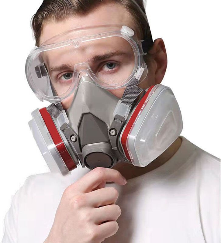 Wiederverwendbare 18-in-1-Schutzmaske mit Filtern – Grau, ideal zum Lackieren, Schleifen und für den Umgang mit Chemikal...