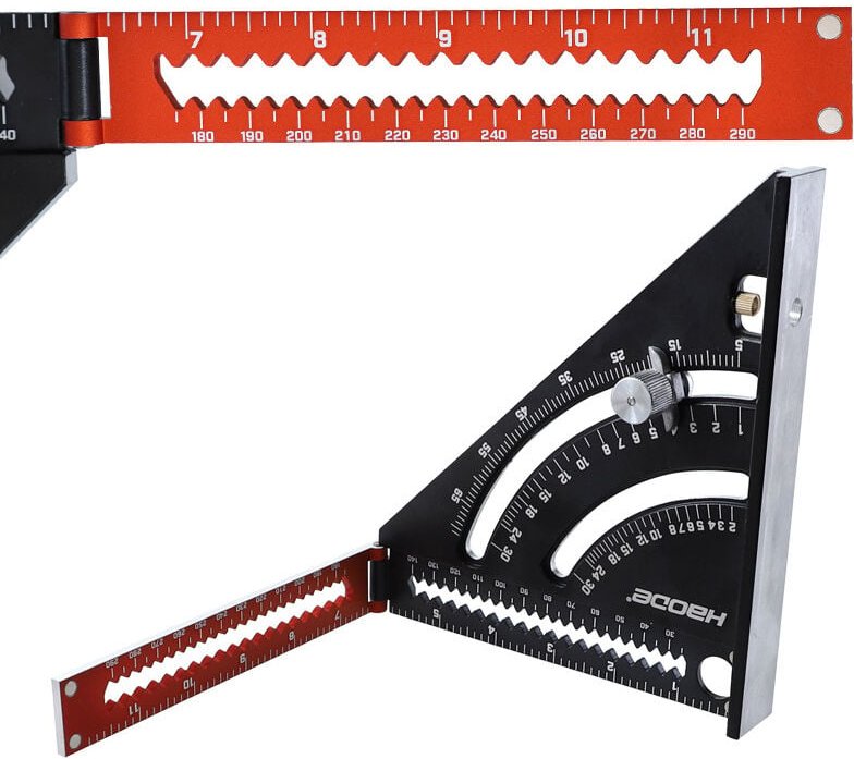 Zimmermannswinkel, Metall, Aluminium, zusammenklappbares Dreieckslineal, Kombinationswinkel 317 mm, Multifunktions-Dreie...