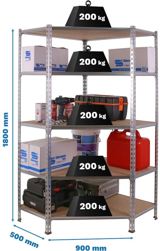 Simonrack Eckregal Galva Holz 5 robuste Regale