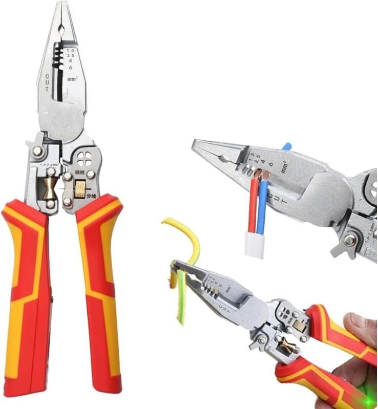 CCYKXA 9-in-1 Multifunktions-Abisolierzange mit elektrischem Prüfgerät, Elektriker-Abisolierzange, Multifunktions-Elektr...