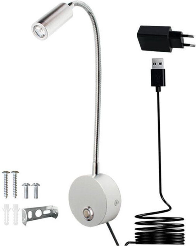 Ymyny - Touch Dimmbare Wandleselampe, LED-Nachttischleselampe mit USB-Anschluss und Schalter, mit Stecker, 3W Nachttisch...