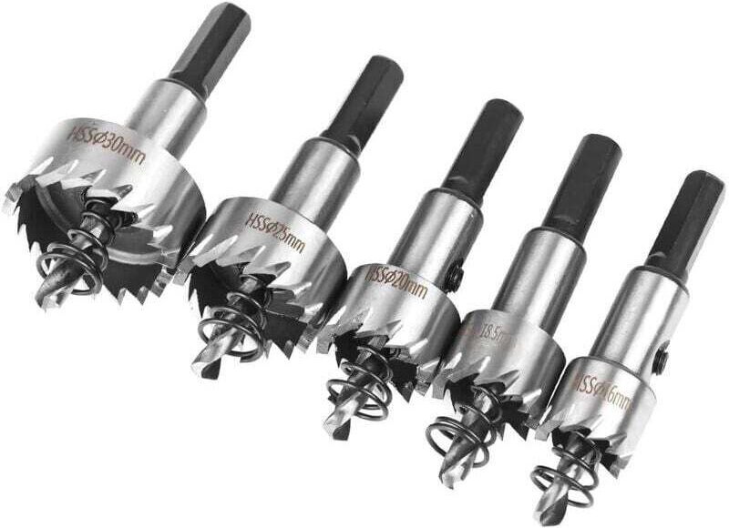 5-teiliges HSS-Lochsägen-Set – Schneiden von Holz, Kunststoff und Metall – Baustellen – 16/18,5/20/25/30 mm, Kobalt – Ha...