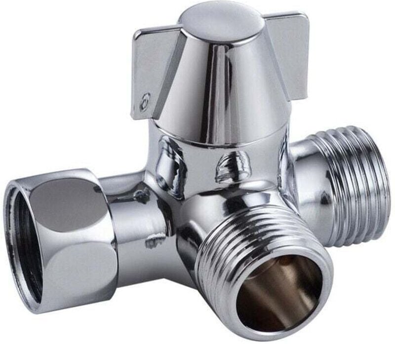 3-Wege-Umschaltventilschalter für Dusche, Handbrause und Kopfbrausearm, 3-Wege-Umsteller, massives Messing, poliertes Ch...