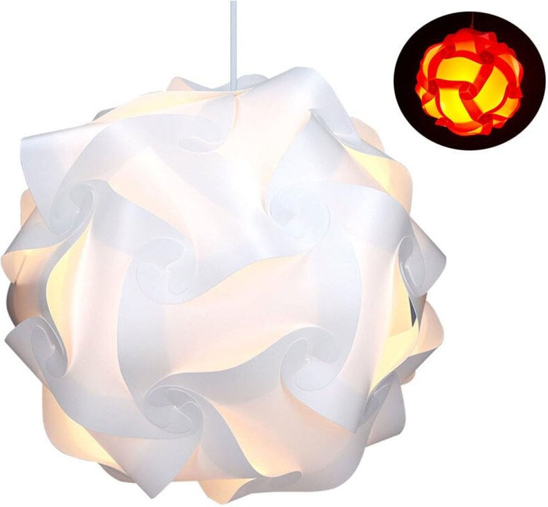 Csparkv - XL-Lampenschirm-Puzzle-Lampe – IQ-Leuchte 30 Stück, 15 Designs, weißes Licht – Durchmesser ca. 40 cm – mit Dec...