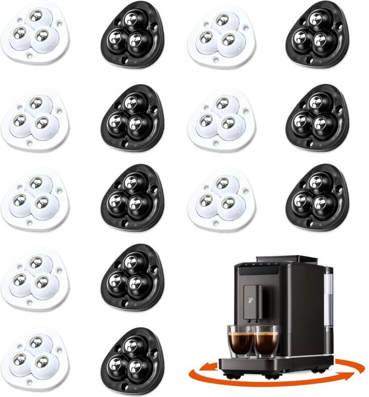 Set mit 16 selbstklebenden Mini-Rollen mit 360°-Kugellager für Möbel, Fritteuse, Mixer, Kaffeemaschine, Mülleimer, schwa...