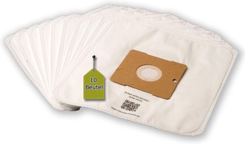 Staubsaugerbeutel eVac 05, 10 Stk + 1 Mikro-Filter kompatibel mit Quigg vc 22 - Evendix