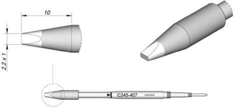 JBC - Tools C245407 Lötspitze Meißelform, gerade Spitzen-Größe 1.0 mm Inhalt 1 St.