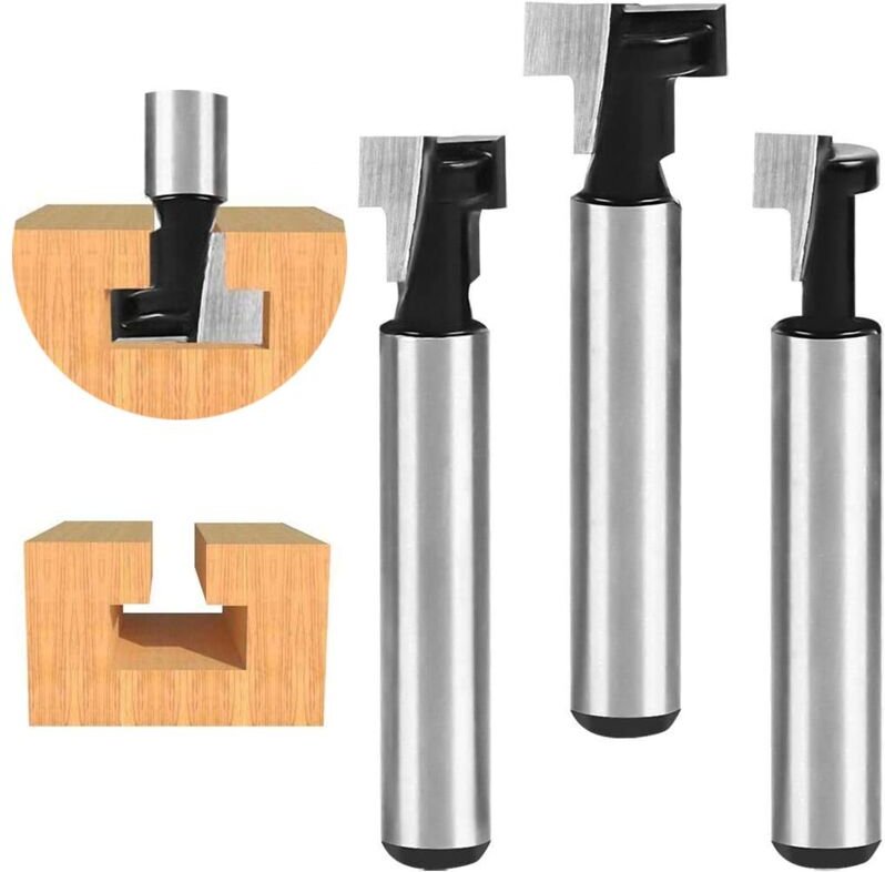 Thumbnail - Memkey - 8-mm-T-Nut-Fräser – 3 Stück (7,93/9,52/12,7 mm) Senkerschaft mit Klinge, Holzbearbeitungsschneider für Elektrow...