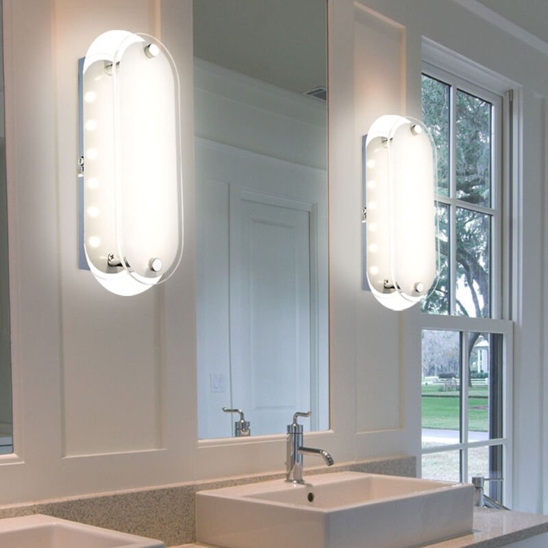 Thumbnail - Wandleuchte Chrom Wandlampe Modern Design led Glasleuchte klar, Glasschirm satiniert, 1x led 3 Watt 198 Lumen, 2er Set