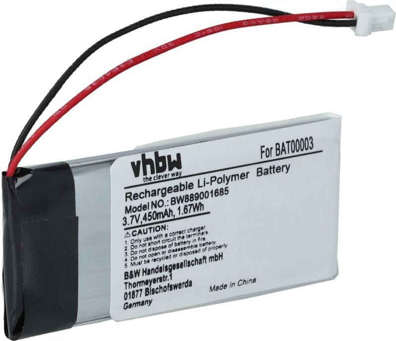 vhbw Akku kompatibel mit Cardo Rider Solo, Scala Rider Q3, Rider FM, Q3, Q1 Wireless Headset Kopfhörer (450 mAh, 3,7 V, ...