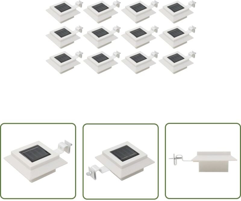 The Living Store Solar-Außenleuchten 12 Stk. led Rechteckig 12 cm Weiß - led Solarleuchte - Solarlichtsystem - Außensche...