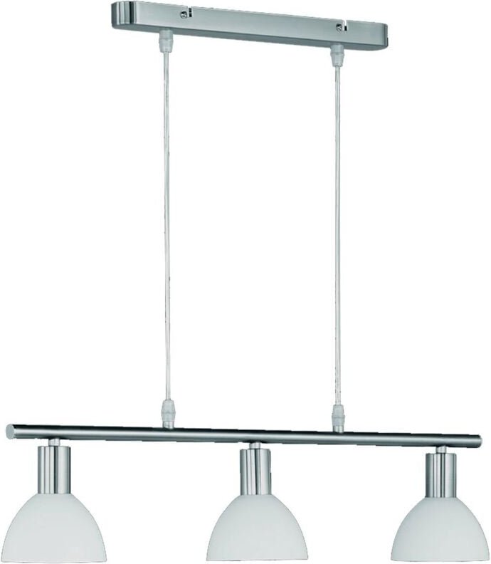 Reality Leuchten - Pendelleuchte Hängelampe, 3-flammig, nickel matt, Glasschirm weiß