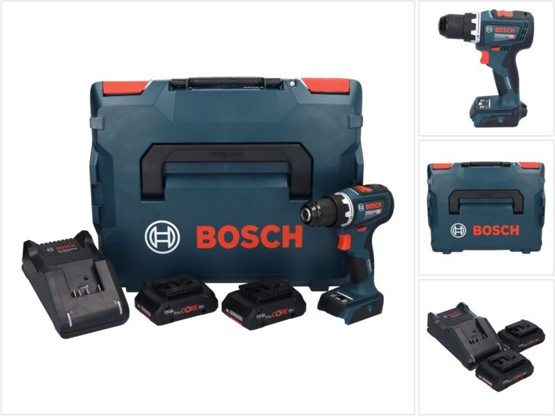 Bosch gsr 18V-90 c Professional Akku Bohrschrauber 18 v 64 Nm Brushless + 2x ProCORE Akku 4,0 Ah + Ladegerät + L-Boxx