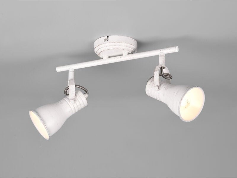 Trio Leuchten - Deckenstrahler steam 2-flammig, Vintage Metallschirme Weiß, Breite 30cm