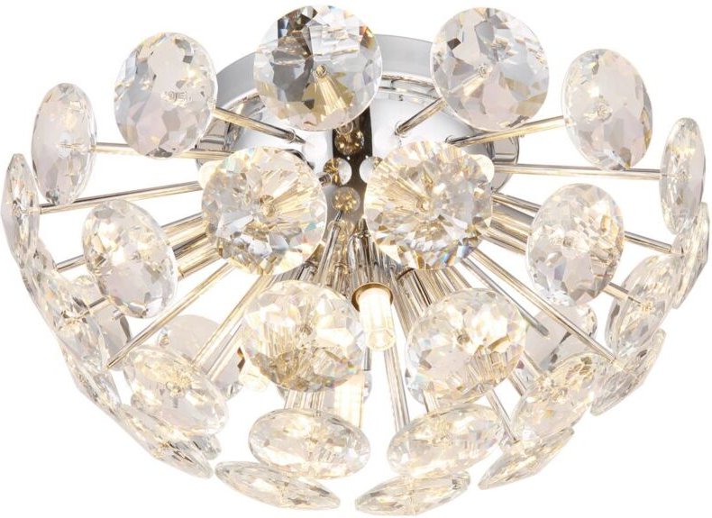 Globo Lighting - Deckenlampe Deckenleuchte Wohnzimmer Glas Kristalle 10 flammig rund, Metall, 10x G9 Fassungen, DxH 39x2...