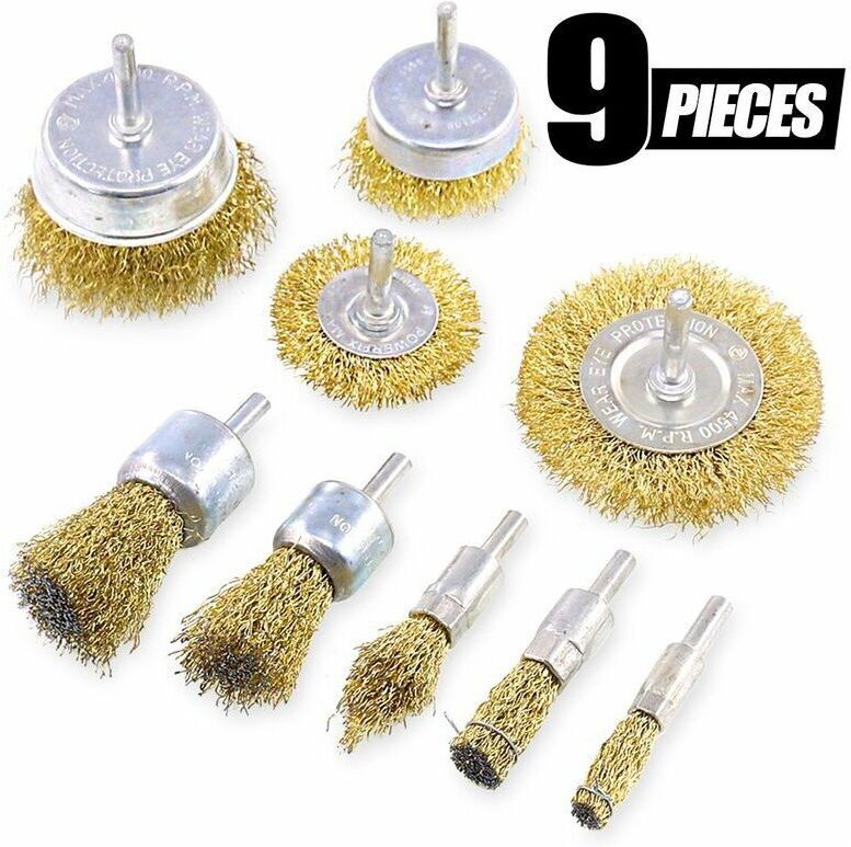 9-teiliges Drahtbürsten-Set für Metallbohrmaschinen und Kreisschleifer mit 1/4-Zoll-Schaftbürsten-Set zur Entfernung von...