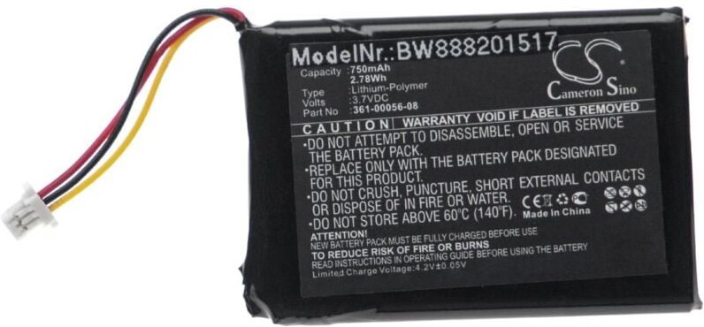 Vhbw - Akku kompatibel mit Garmin DriveSmart 5 lmt gps Navigation Navi (750mAh, 4,2V, Li-Ion)