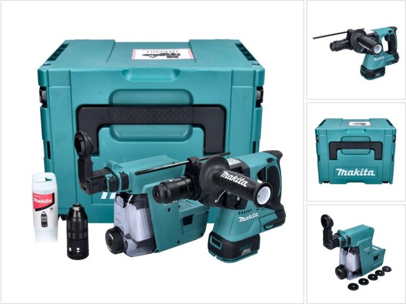 Makita DHR 243 ZJW Akku Bohrhammer 18 V 2,0 J SDS plus Brushless + Staubabsaugung + Makpac - ohne Akku, ohne Ladegerät
