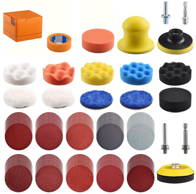 120-teiliges Set mit 7,6 cm (3 Zoll) großen Polierpads für Bohrmaschinen mit 8 mm (5/16 Zoll) und 6,35 mm (1/4 Zoll) Sch...