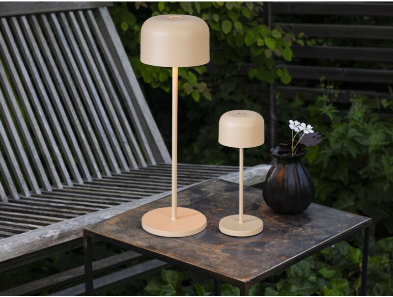 Meinewunschleuchte - set Akku Tischleuchten per usb aufladbar, Beige Höhe 20cm & 36cm