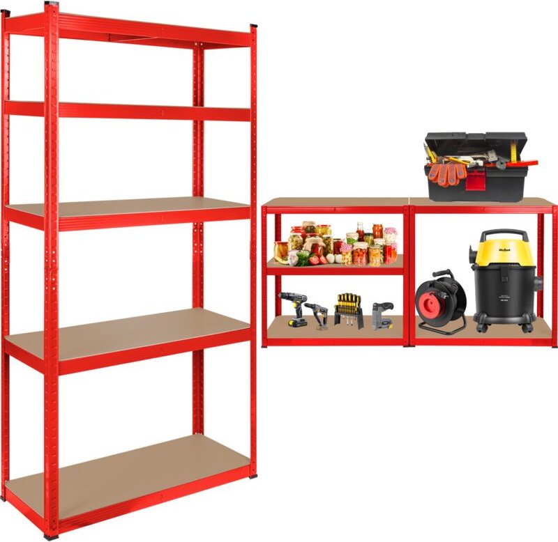 Rebel 2-in-1 Metall-Lagerregal, 5 Ablagen, Garage, 180 x 90 x 40 cm, 750 kg