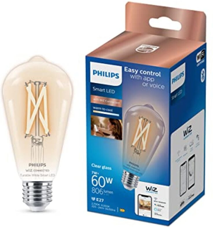 Led-glühbirne st64 Philips 7w e27 2700/6500k wiz connected - 37224500