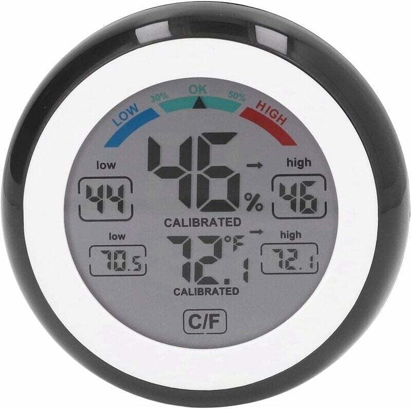Thermometer-Hygrometer, Innen-Außen-Thermometer-Hygrometer, runder Touchscreen, elektronisches kabelloses Thermohygromet...