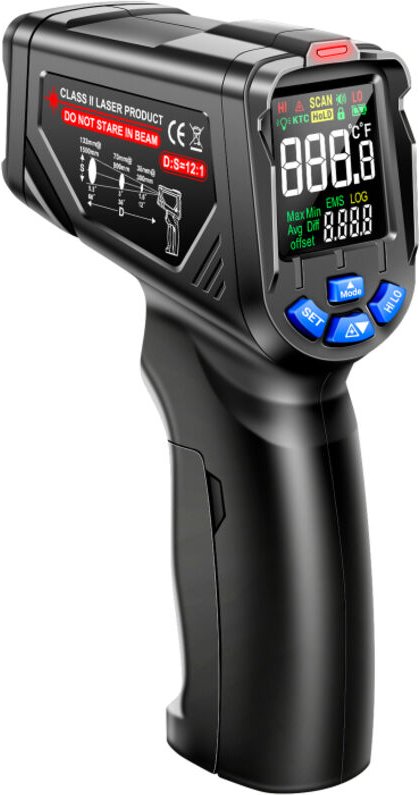 Termometro a infrarossi senza contatto, intervallo di misurazione -20℃750℃ / -4℉1382℉, regolazione del fattore di emissi...