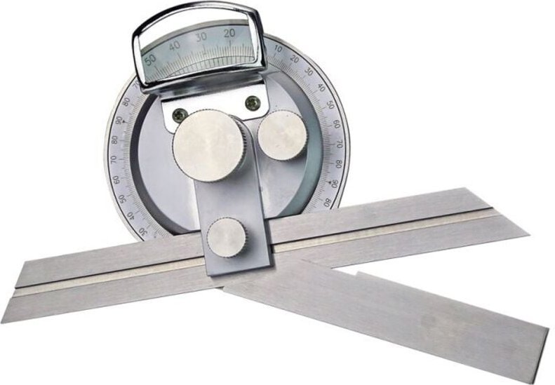 MIB - Univ.-Winkelmesser inox matt. parallaxfreie Abl. mit Lupe und Feineinstellung 300 mm