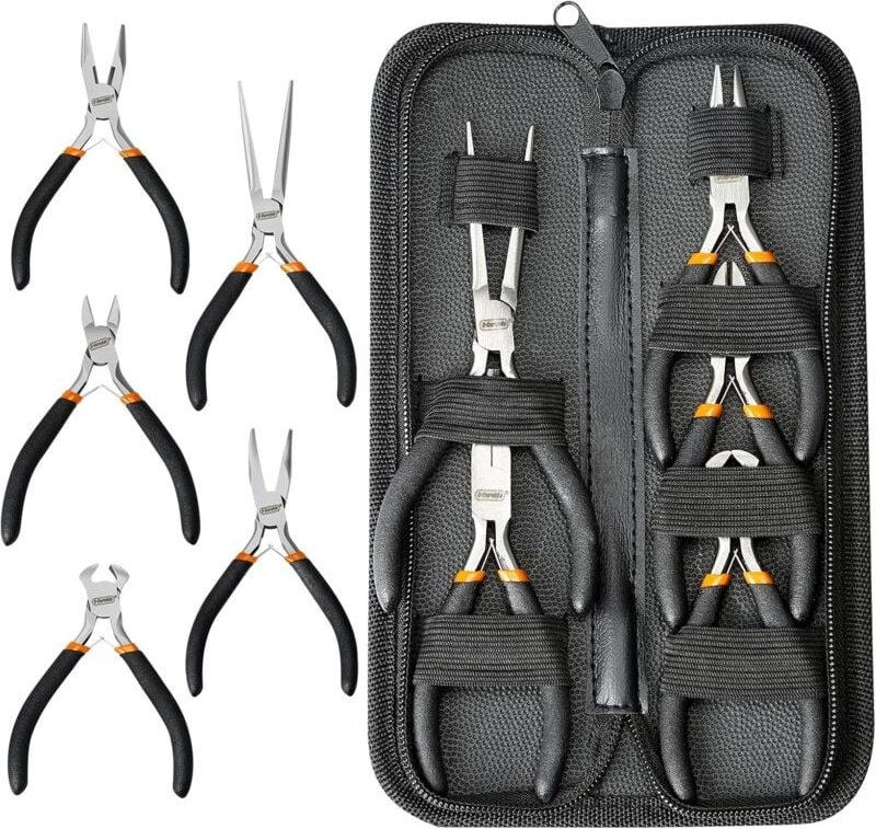 Spitzzange, Langspitzzange, gebogene Spitzzange, Seitenschneider, Schrägschneider, Zangensatz